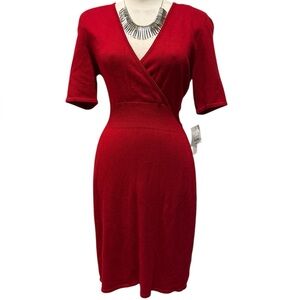 Liz Claiborne Vibrant Red Midi Knit Dress